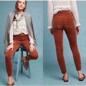 ANTHROPOLOGIE PILCRO THE LETTERPRESS High-Rise Skinny Brown Corduroy Pants Sz 28